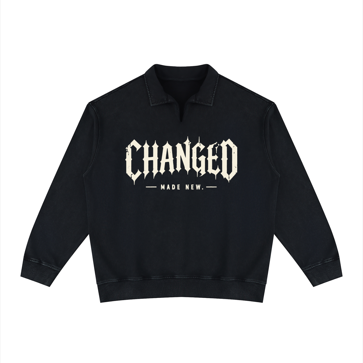 CHANGED Unisex Vintage Wash Collared Sweatshirt